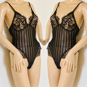 Black Lace V-Neck Cami Bodysuit